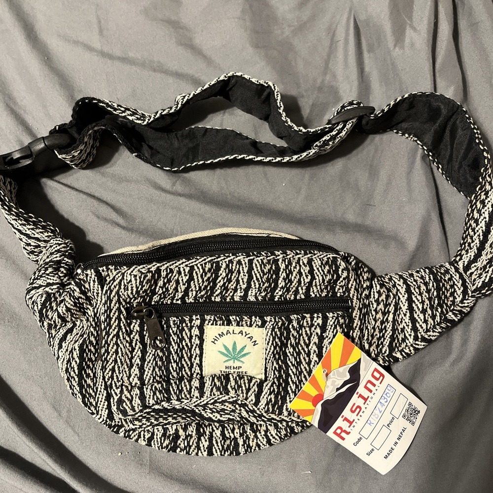 Himalayan Natural Hemp Fanny Pack Black And White